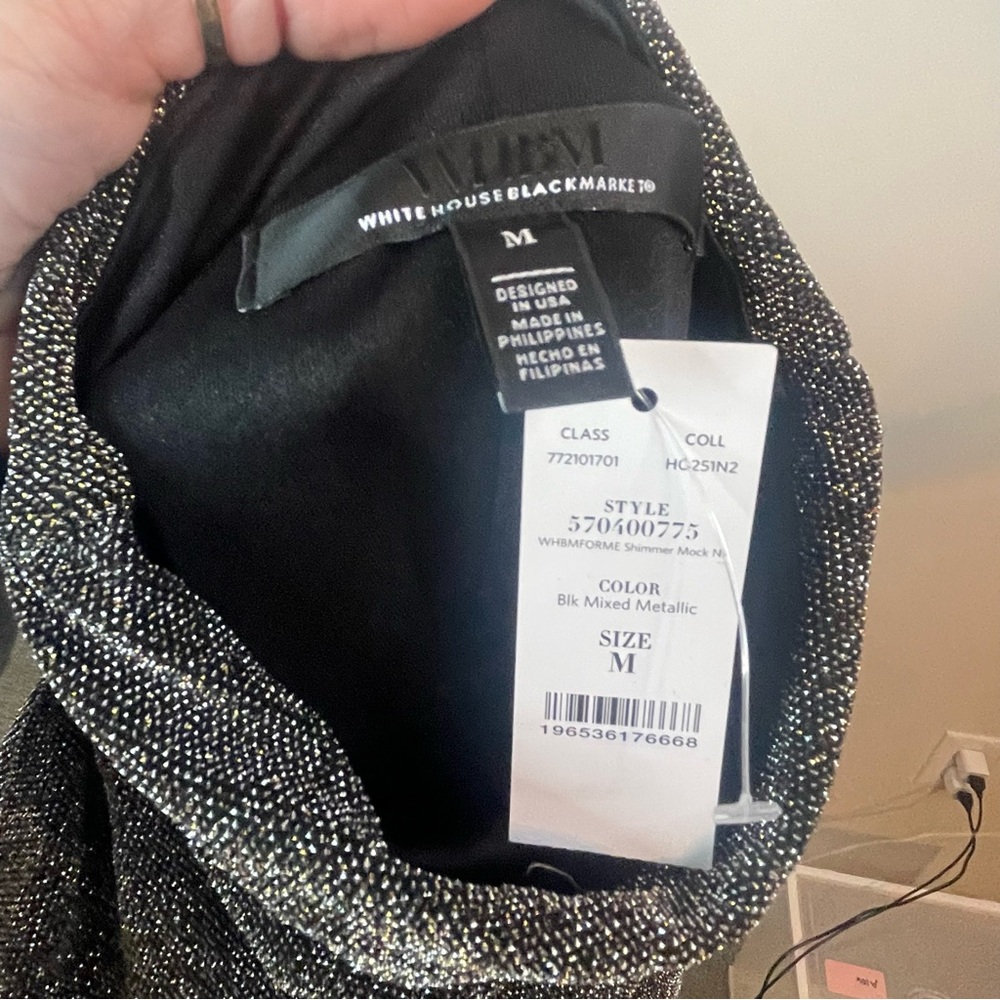 WHBM FORME Stretch Metallic Long-Sleeve Blouse - Picture 3 of 5